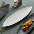 Leaf-Shaped Ceramic Serving Plate – Textured Long Dish for Sushi or Appetizers-0