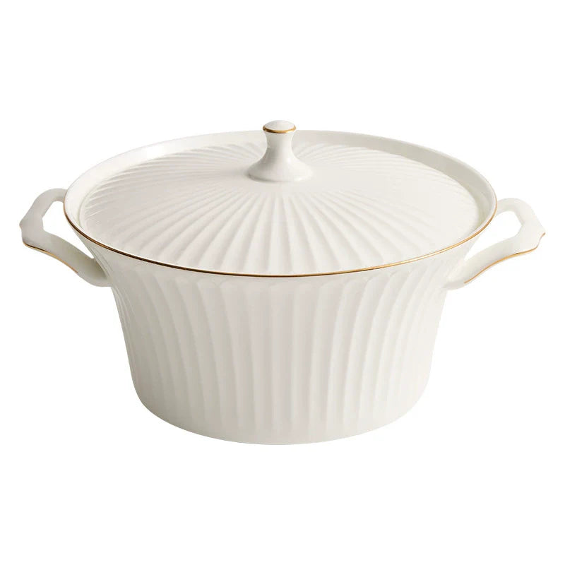 Luxury Bone China Gold-Rimmed Soup Casserole with Lid-4